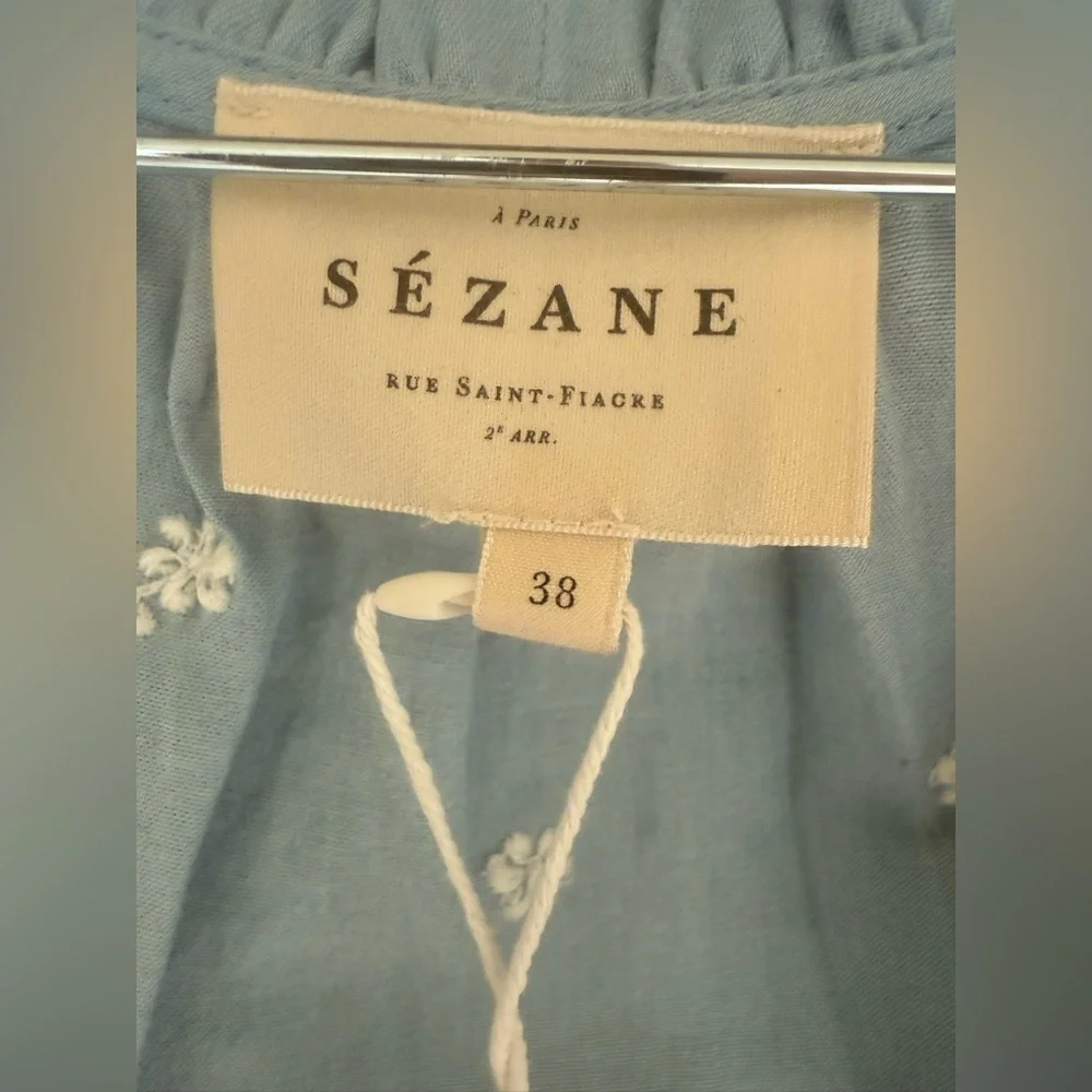 Sezane Kellia Blouse in Denim size 6 NWT 100% cotton - Picture 3 of 16